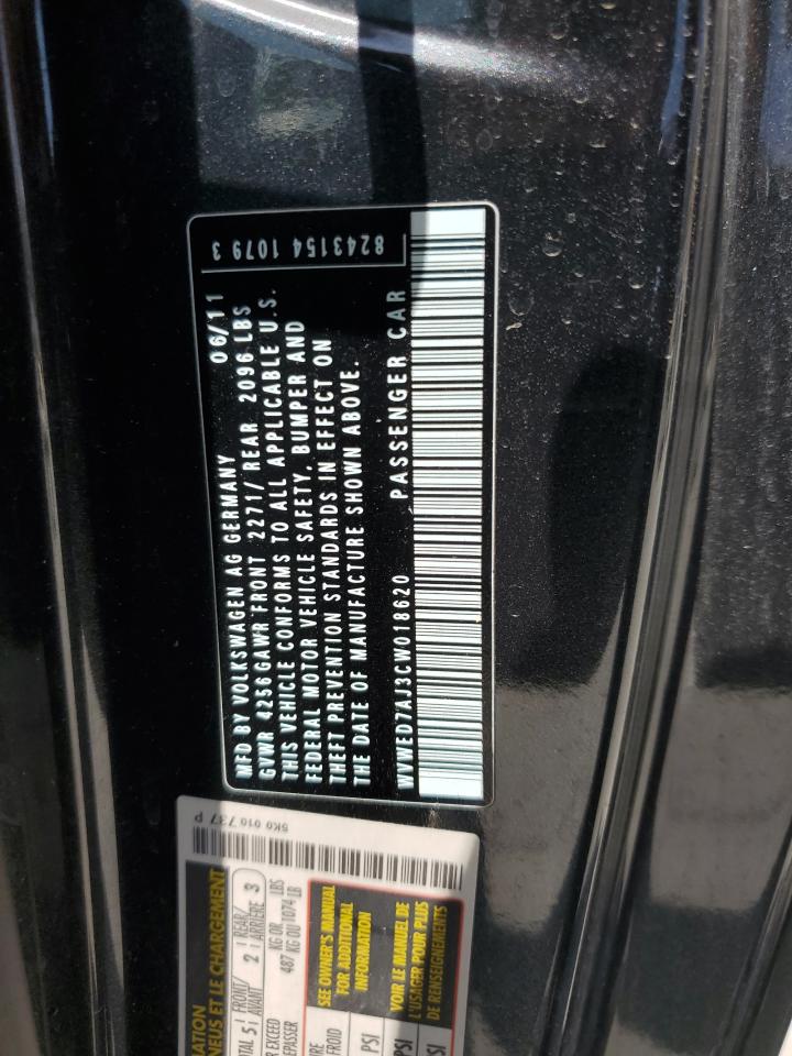 2012 Volkswagen Gti VIN: WVWED7AJ3CW018620 Lot: 62540895