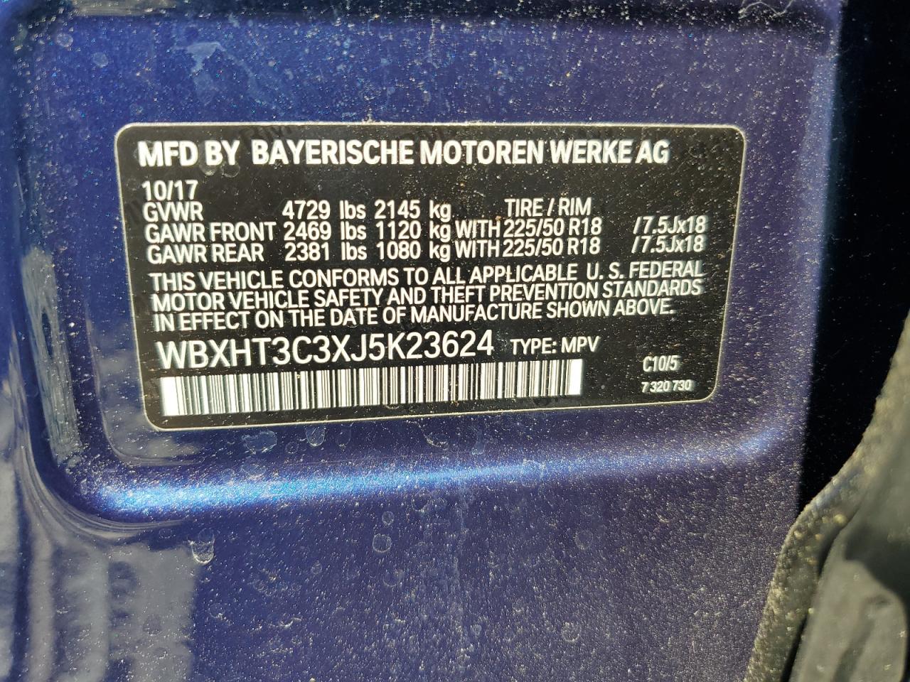 2018 BMW X1 xDrive28I VIN: WBXHT3C3XJ5K23624 Lot: 62927715