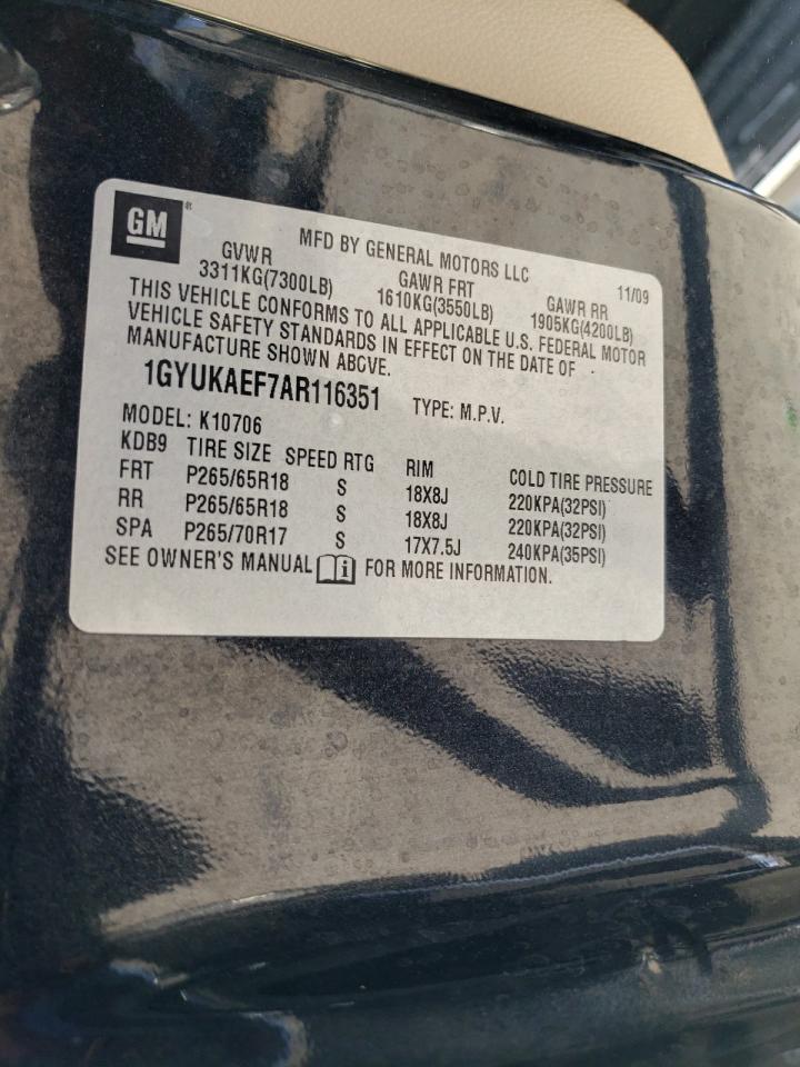 2010 Cadillac Escalade VIN: 1GYUKAEF7AR116351 Lot: 62608595