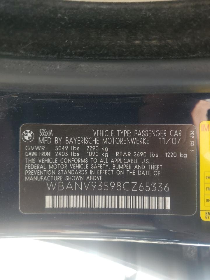 2008 BMW 535 Xi VIN: WBANV93598CZ65336 Lot: 61296435