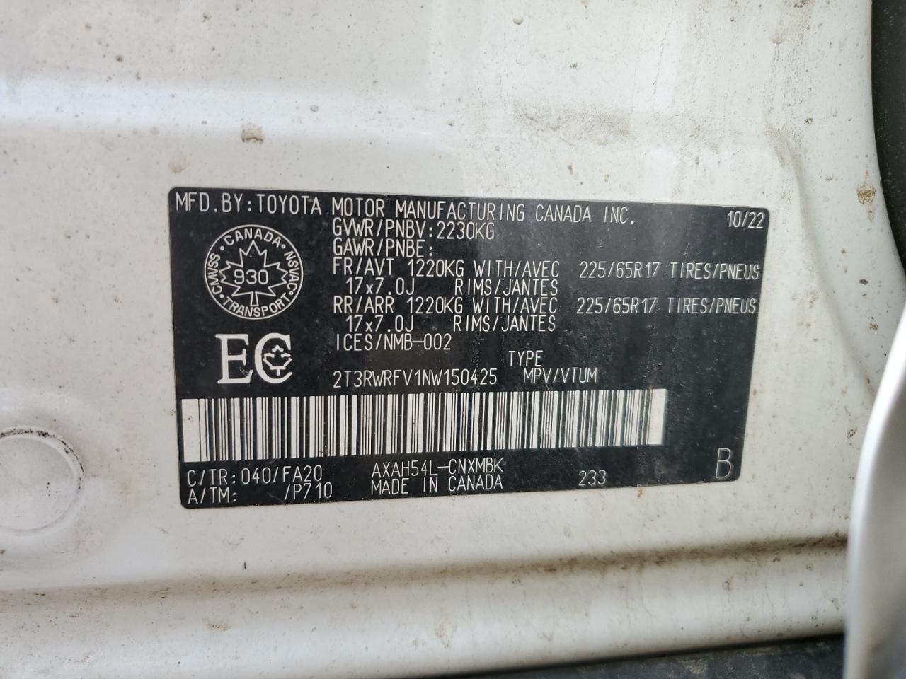 TOYOTA RAV4 2022 VIN 2T3RWRFV1NW150425 photo 13