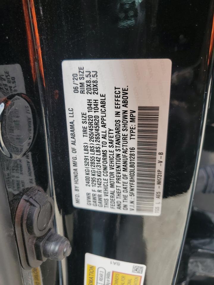 2020 Honda Passport Elite VIN: 5FNYF8H03LB012816 Lot: 60534035