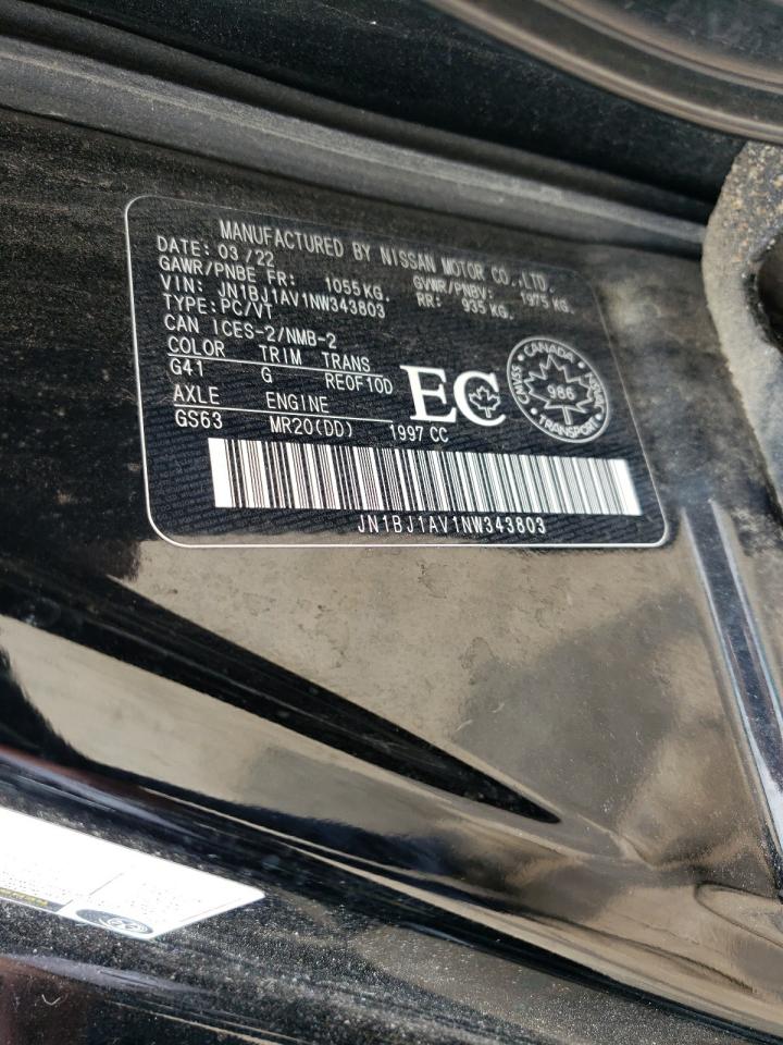 2022 Nissan Rogue Sport S VIN: JN1BJ1AV1NW343803 Lot: 61360015
