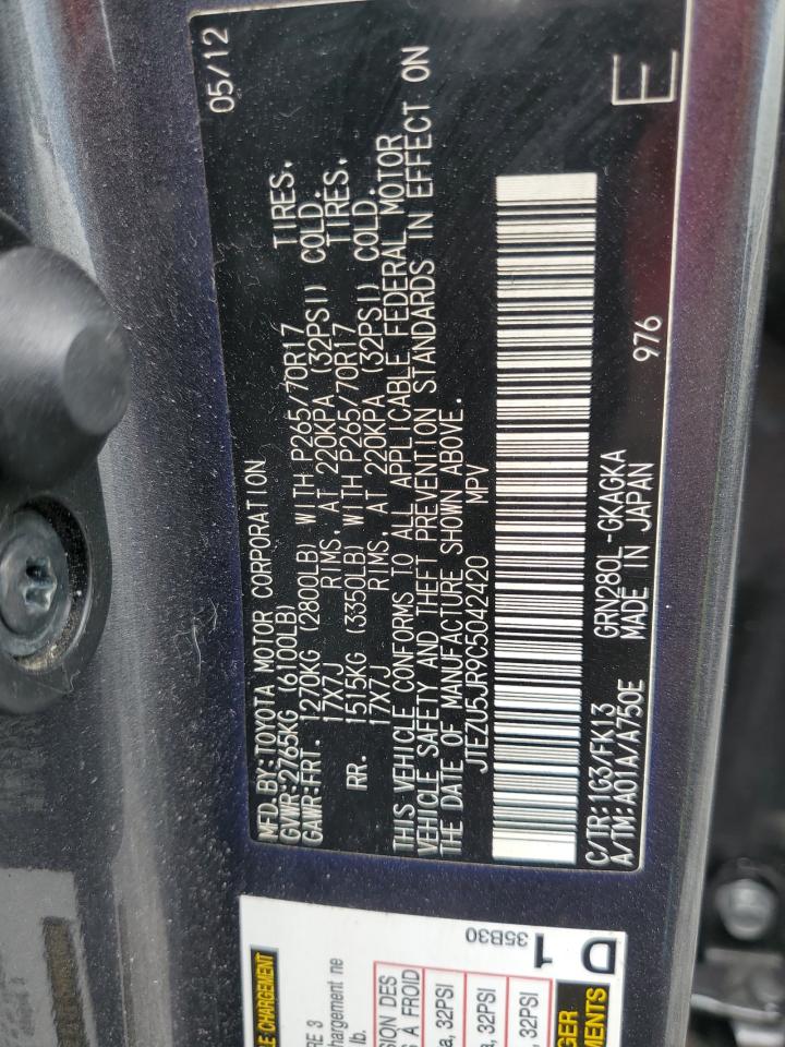 2012 Toyota 4Runner Sr5 VIN: JTEZU5JR9C5042420 Lot: 60975175