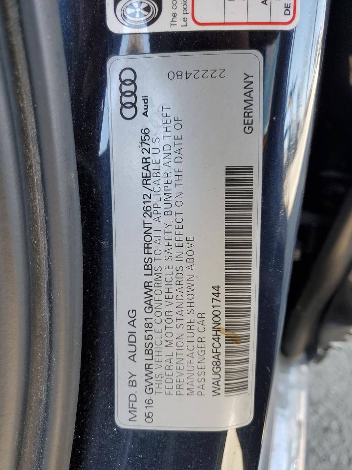 2017 Audi A6 Premium Plus VIN: WAUG8AFC4HN001744 Lot: 62957215