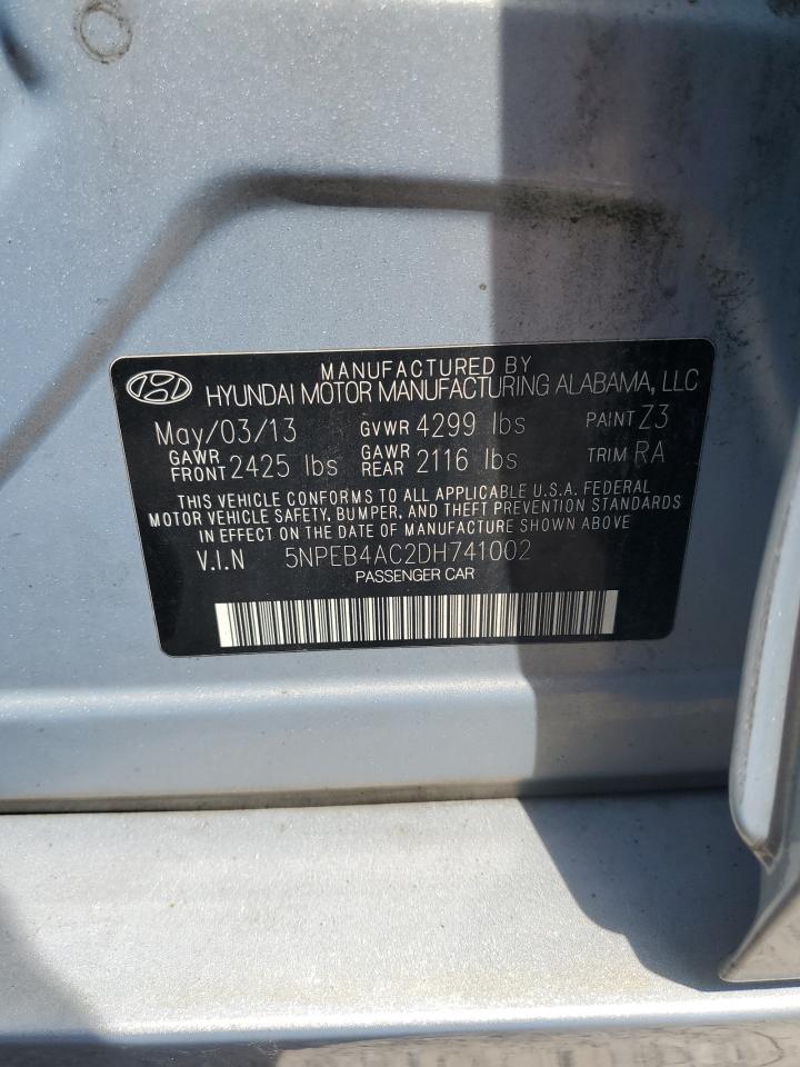 2013 Hyundai Sonata Gls VIN: 5NPEB4AC2DH741002 Lot: 63092615