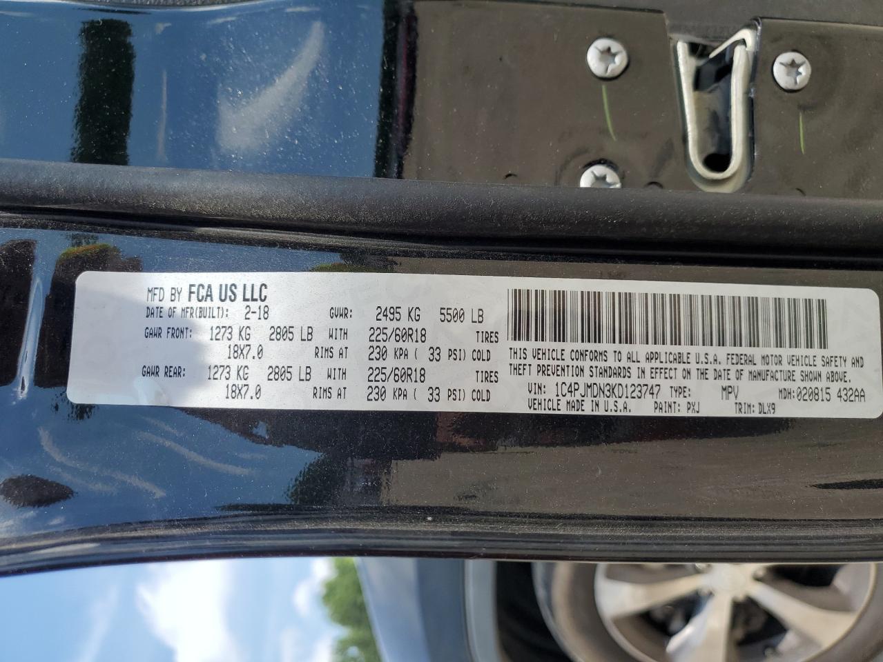 2019 Jeep Cherokee Limited VIN: 1C4PJMDN3KD123747 Lot: 62177575