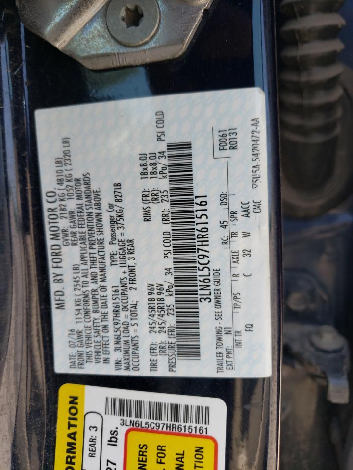 2017 Lincoln Mkz Select VIN: 3LN6L5C97HR615161 Lot: 60063025