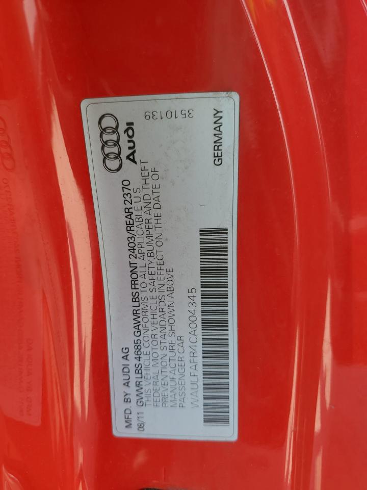 2012 Audi A5 Premium Plus VIN: WAULFAFR4CA004345 Lot: 61680625
