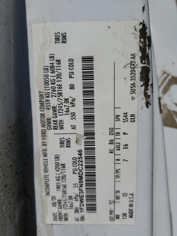 2021 Ford Econoline E350 Super Duty Cutaway Van VIN: 1FDWE3FN9MDC22546 Lot: 59061025