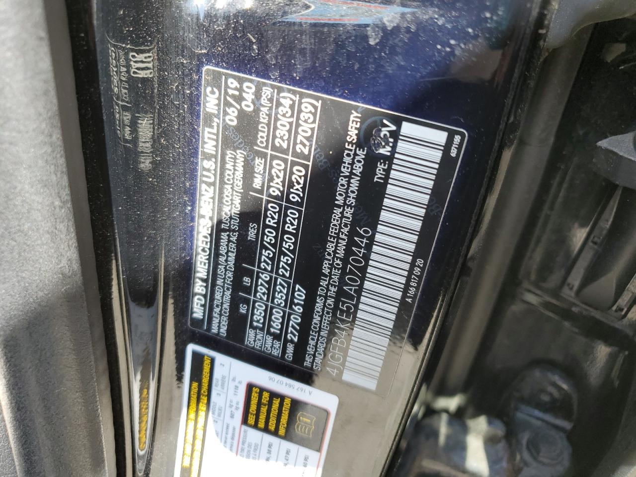2020 Mercedes-Benz Gle 350 4Matic VIN: 4JGFB4KE5LA070446 Lot: 61827635