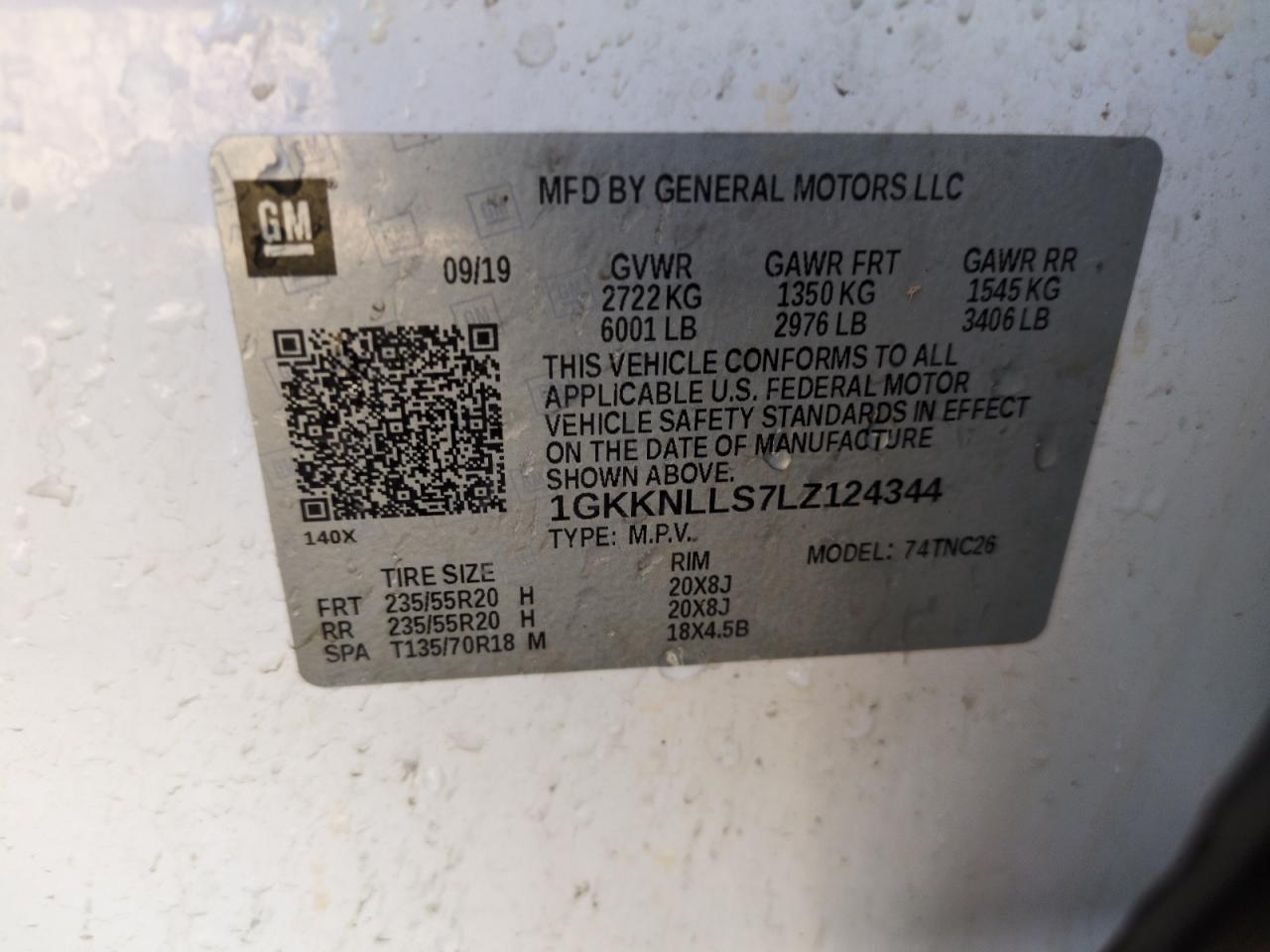 2020 GMC Acadia At4 VIN: 1GKKNLLS7LZ124344 Lot: 62332295
