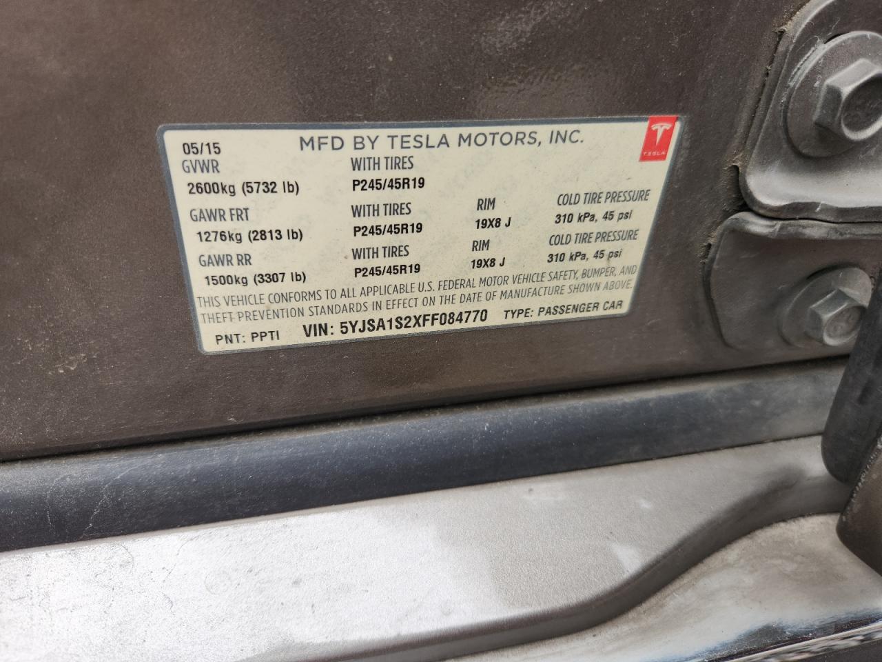 2015 Tesla Model S 70D VIN: 5YJSA1S2XFF084770 Lot: 60932715