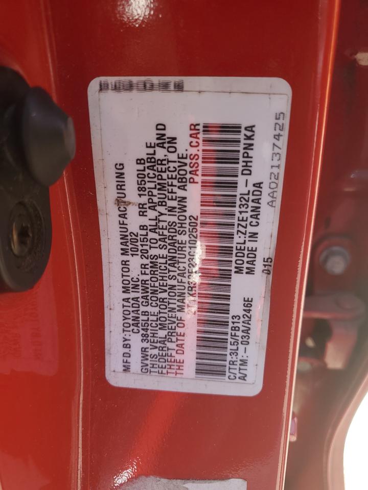 2003 Toyota Corolla Matrix Xr VIN: 2T1KR32E23C102502 Lot: 63041555