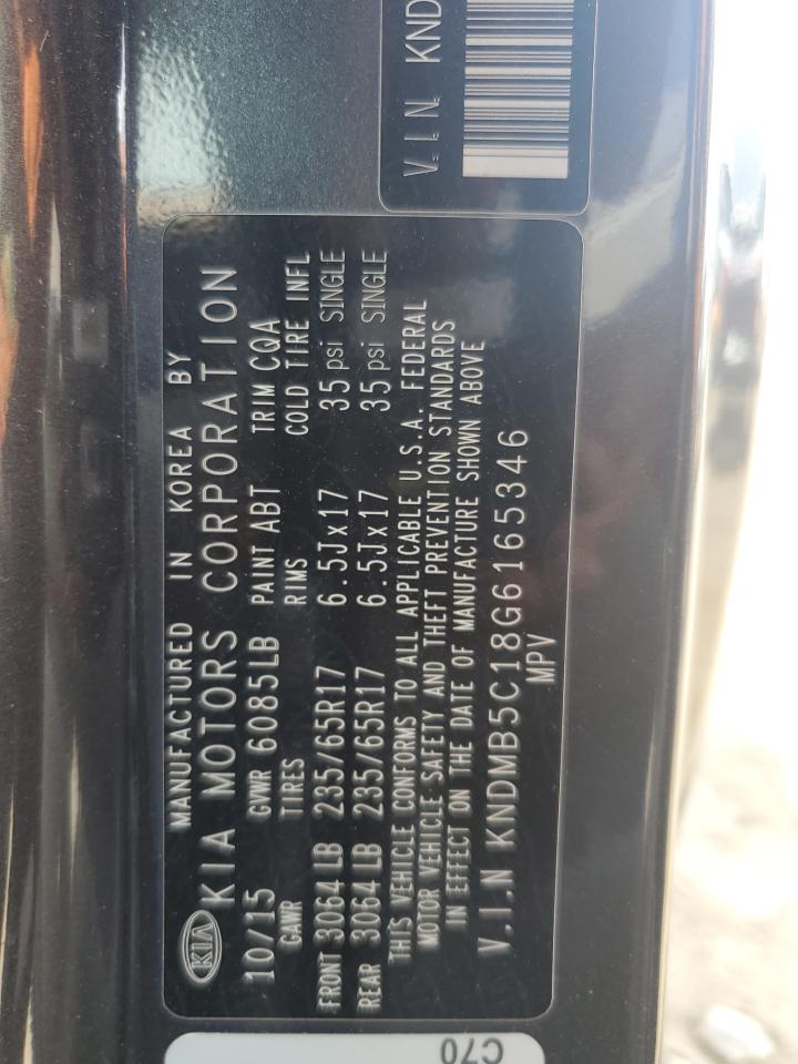 2016 Kia Sedona Lx VIN: KNDMB5C18G6165346 Lot: 62967125