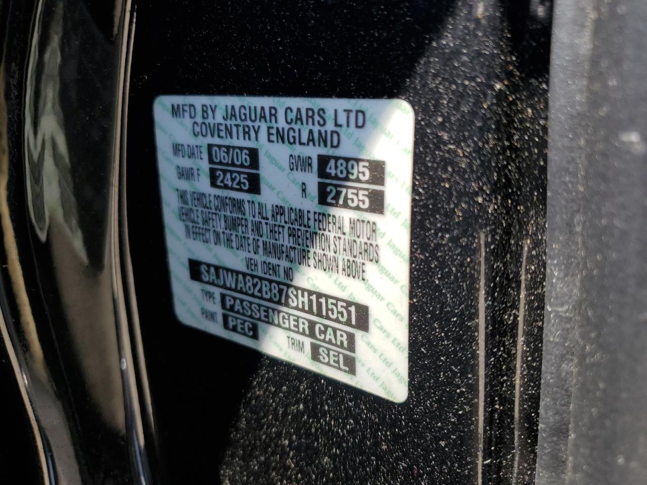 2007 Jaguar Vandenplas VIN: SAJWA82B87SH11551 Lot: 61506525