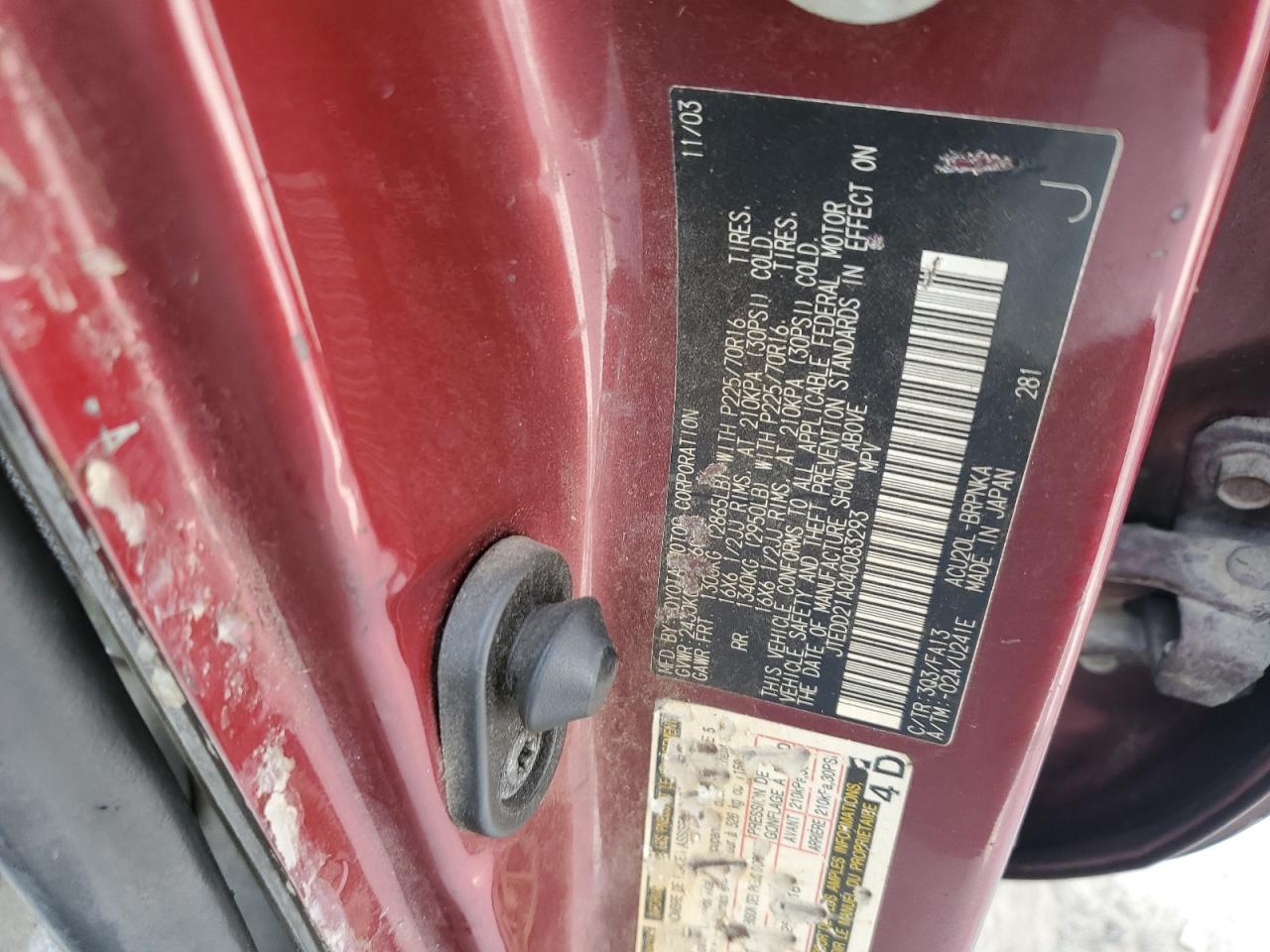 2004 Toyota Highlander VIN: JTEDD21A040083293 Lot: 61767765