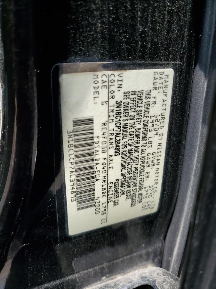 2010 Nissan Versa S VIN: 3N1BC1CP7AL394893 Lot: 59264005