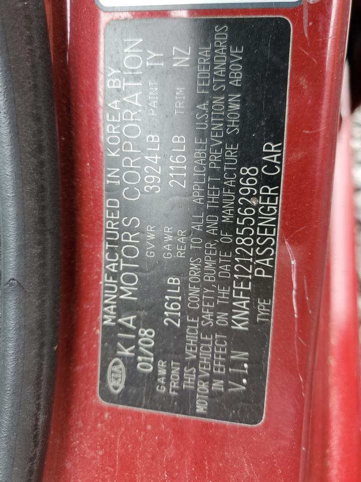 2008 Kia Spectra Ex VIN: KNAFE121285562968 Lot: 61083335