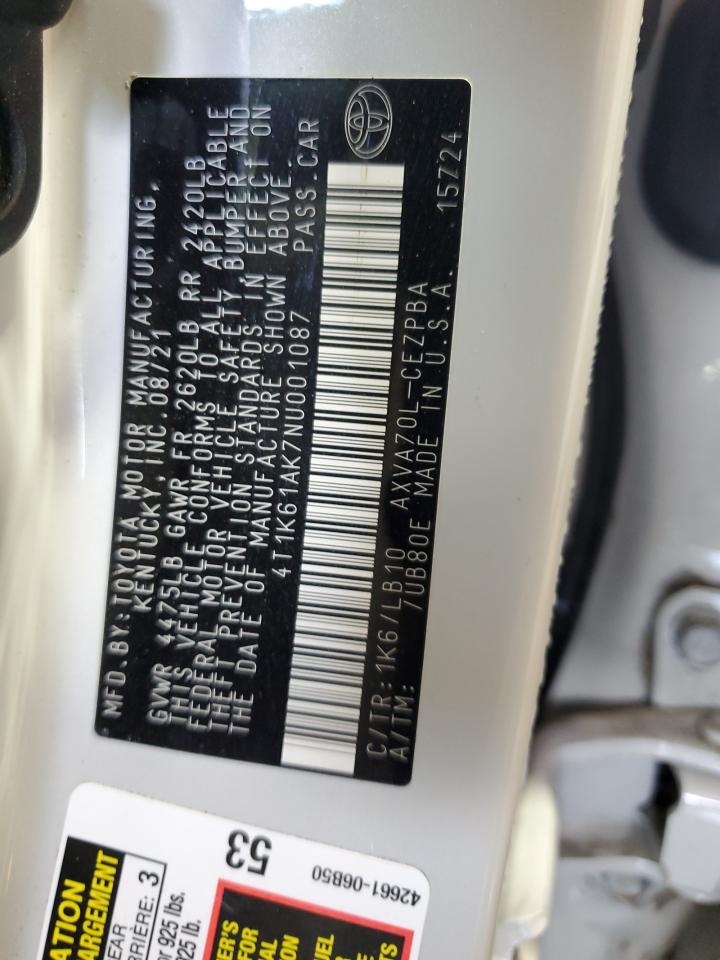 TOYOTA CAMRY 2022 VIN 4T1K61AK7NU001087 photo 12