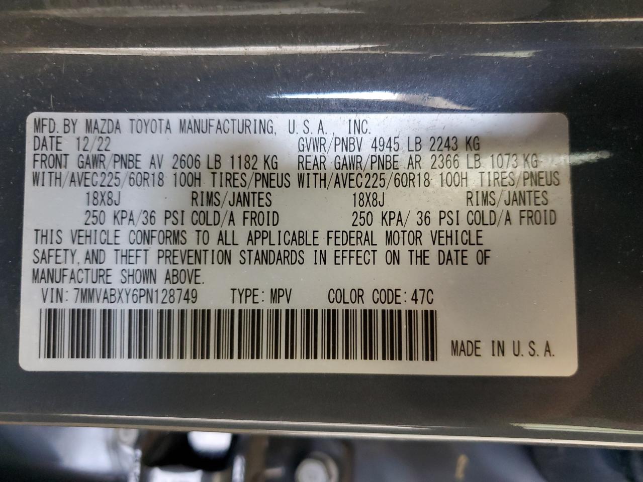 2023 Mazda Cx-50 Base VIN: 7MMVABXY6PN128749 Lot: 59718435
