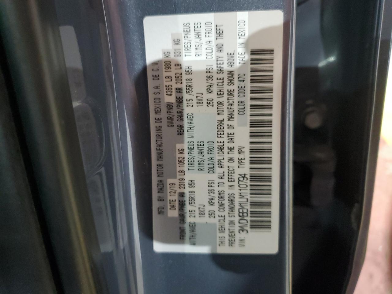 2020 Mazda Cx-30 Premium VIN: 3MVDMBEM1LM110794 Lot: 61779245