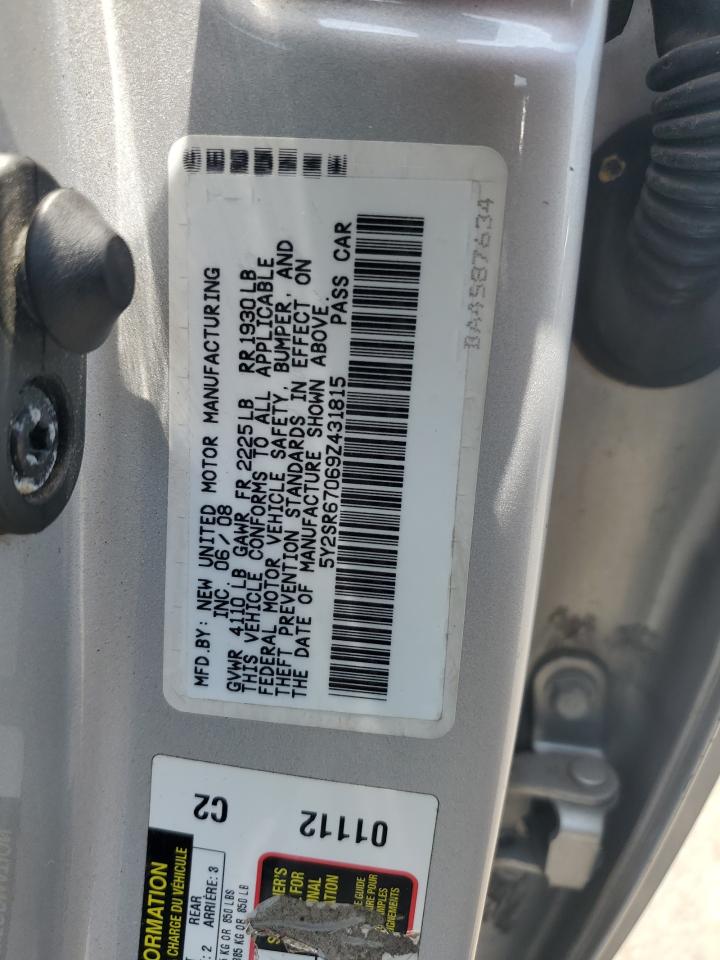 2009 Pontiac Vibe Gt VIN: 5Y2SR67069Z431815 Lot: 59936085