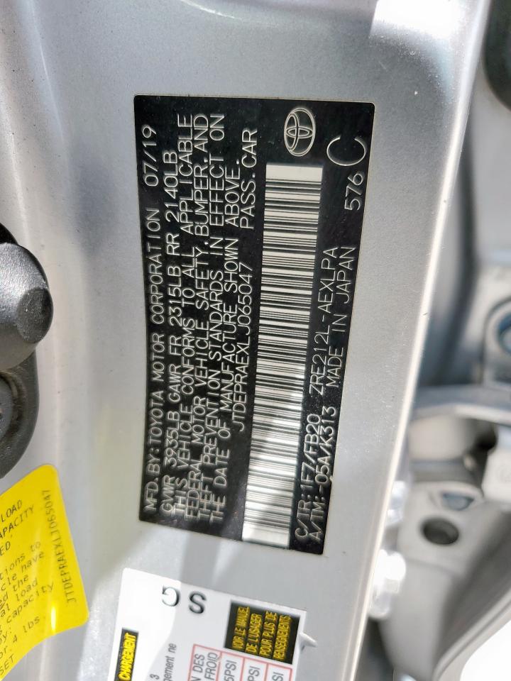 VIN: JTDEPRAEXLJ065047 2020 TOYOTA COROLLA