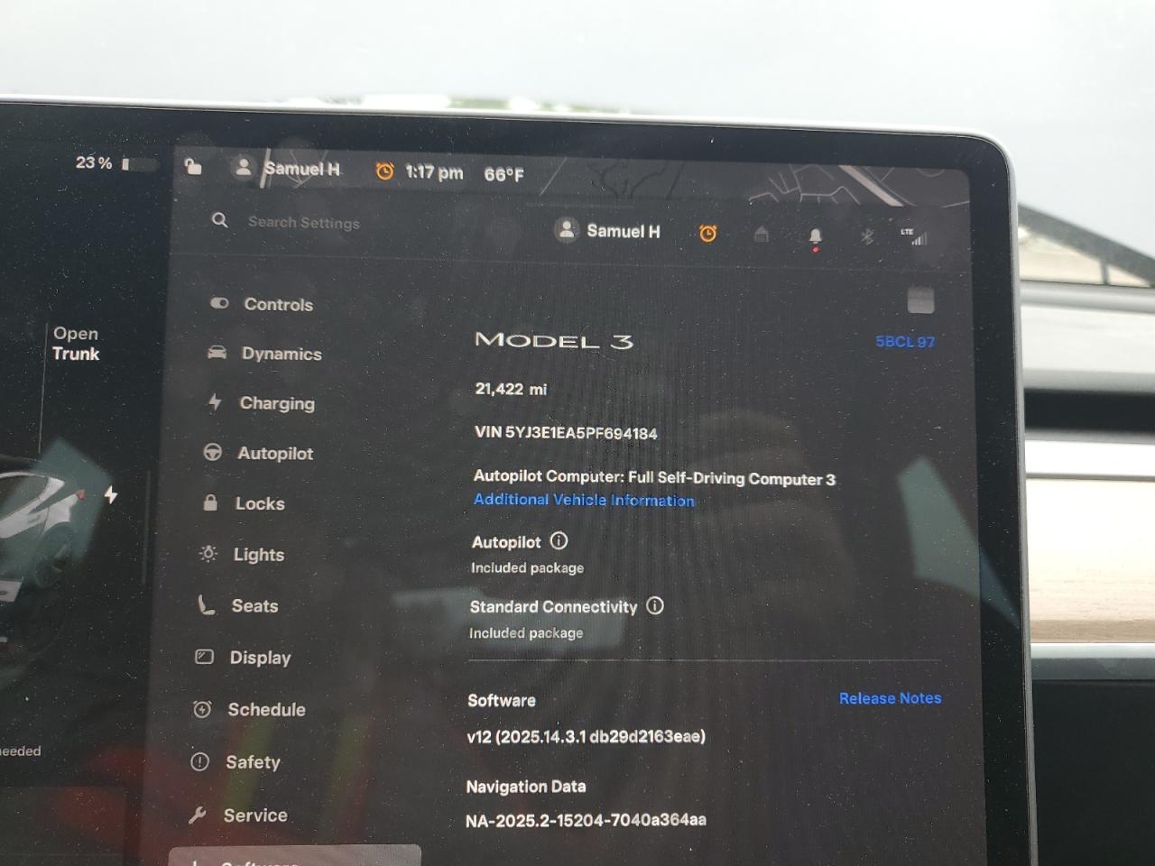TESLA MODEL 3 2023 VIN 5YJ3E1EA5PF694184 zdjęcie 9