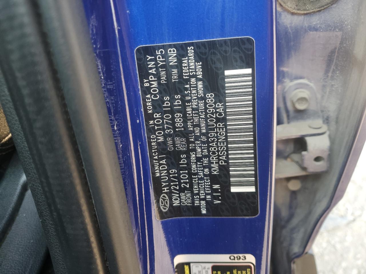 2020 Hyundai Venue Sel VIN: KMHRC8A39LU029088 Lot: 60465225