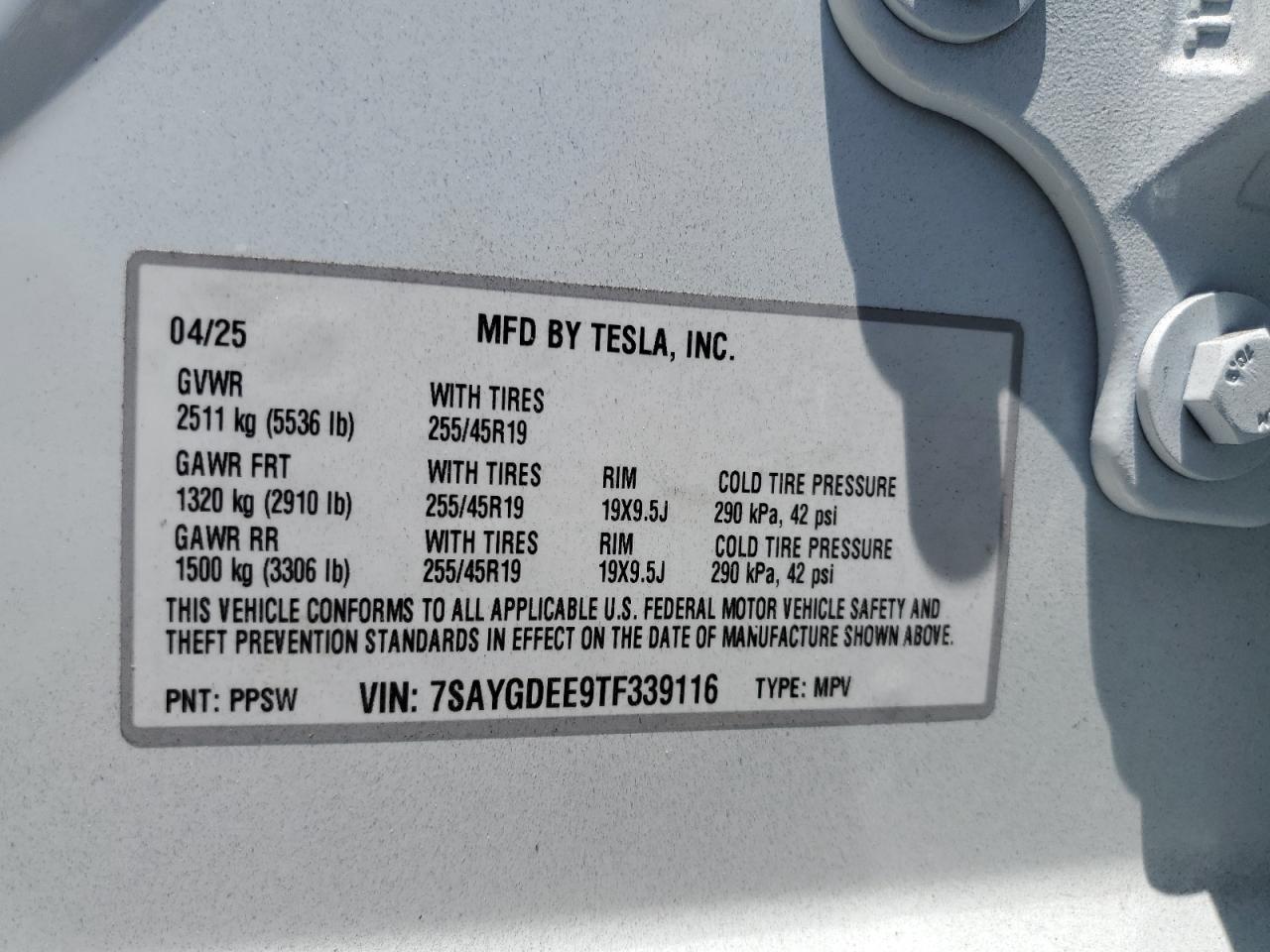 2026 Tesla Model Y VIN: 7SAYGDEE9TF339116 Lot: 62664425