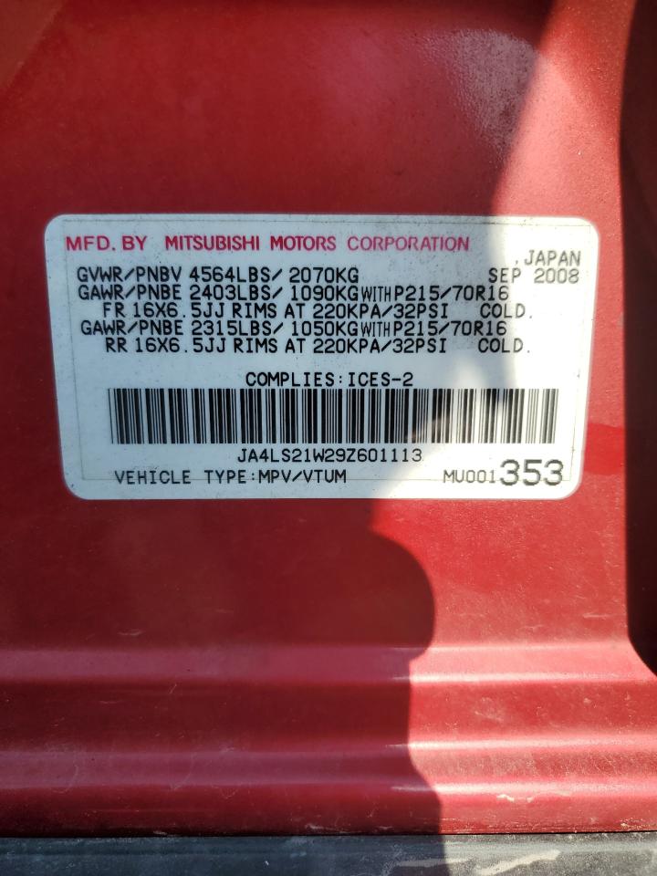 2009 Mitsubishi Outlander Es VIN: JA4LS21W29Z601113 Lot: 61722325