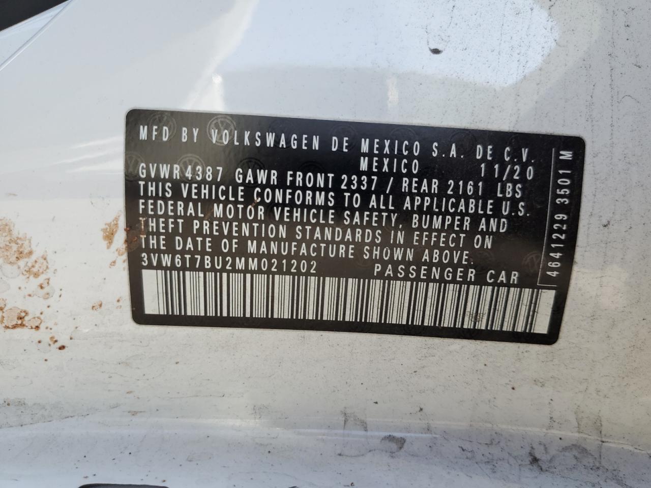 2021 Volkswagen Jetta Gli VIN: 3VW6T7BU2MM021202 Lot: 62583115
