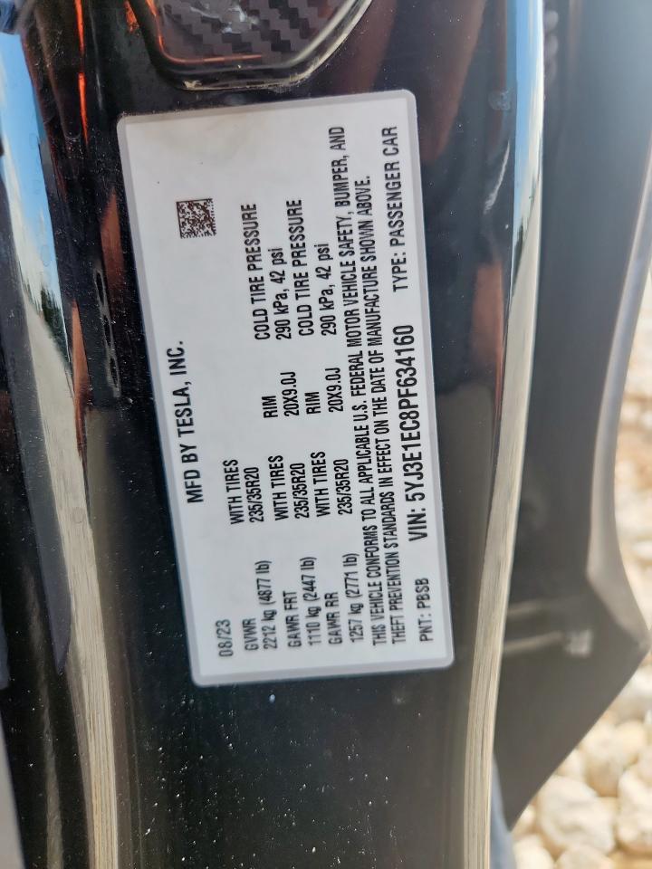 2023 Tesla Model 3 VIN: 5YJ3E1EC8PF634160 Lot: 60987775