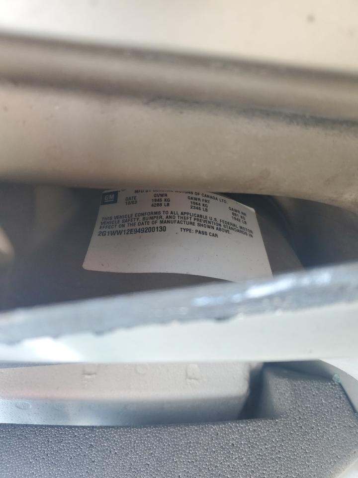 2004 Chevrolet Monte Carlo Ls VIN: 2G1WW12E949200130 Lot: 62151605