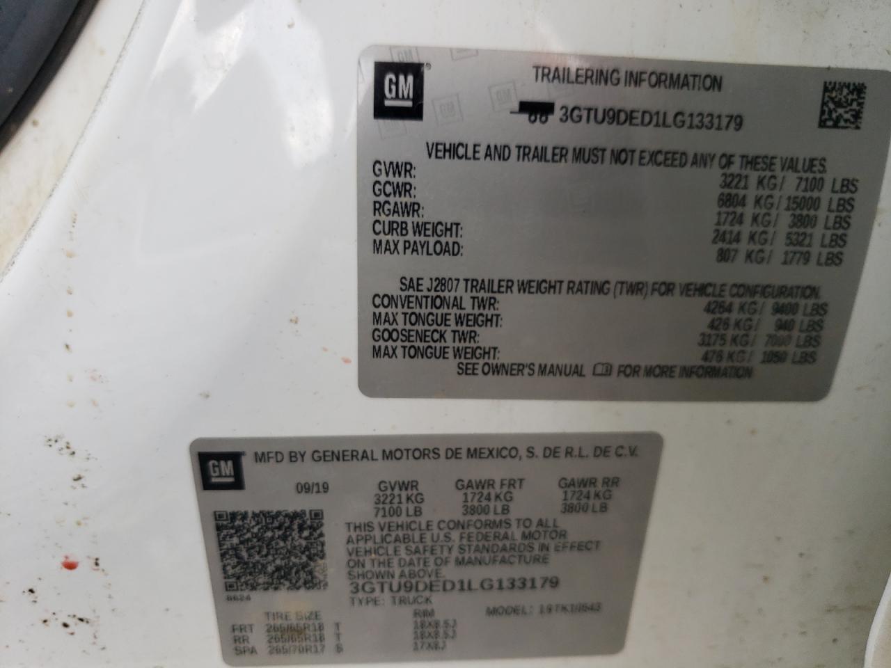 GMC SIERRA 2020 VIN 3GTU9DED1LG133179 фото 13