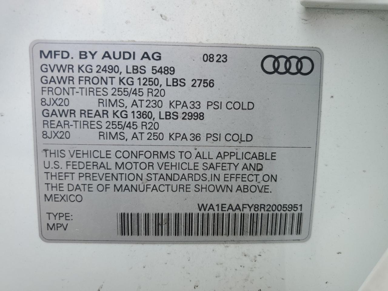 2024 Audi Q5 Premium Plus 45 VIN: WA1EAAFY8R2005951 Lot: 62752645