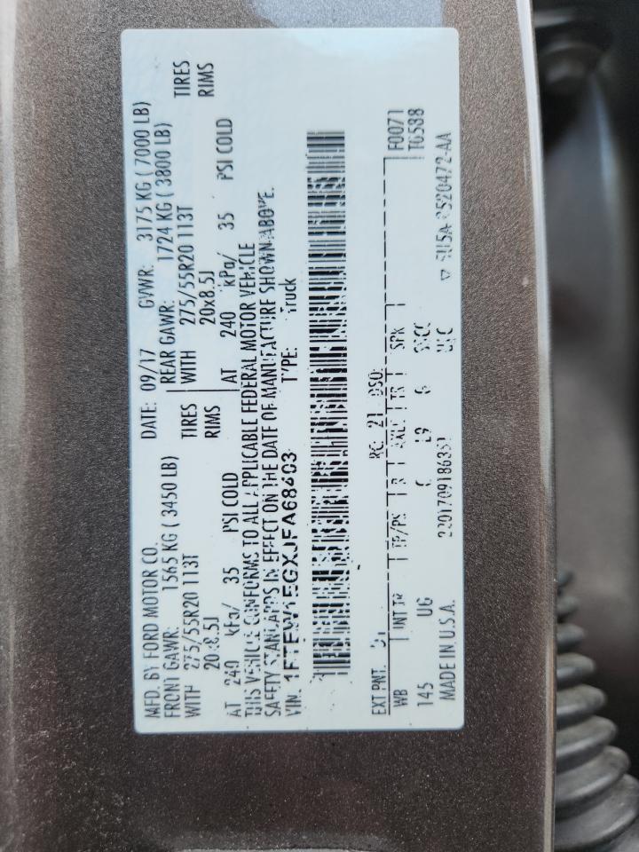 2018 Ford F150 Supercrew VIN: 1FTEW1EGXJFA68403 Lot: 62809355