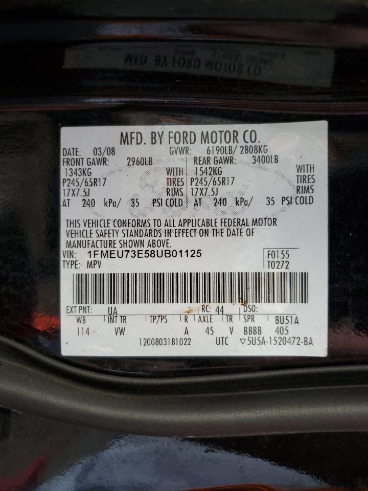 2008 Ford Explorer Xlt VIN: 1FMEU73E58UB01125 Lot: 61918175