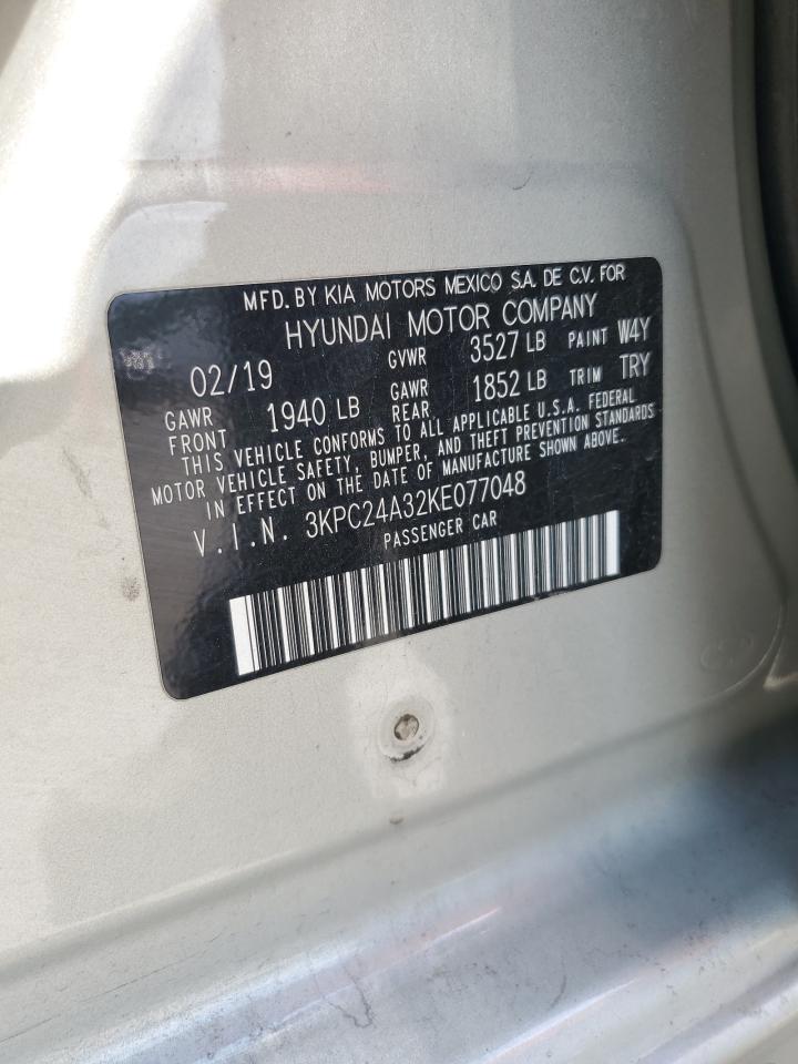 2019 Hyundai Accent Se VIN: 3KPC24A32KE077048 Lot: 61851215