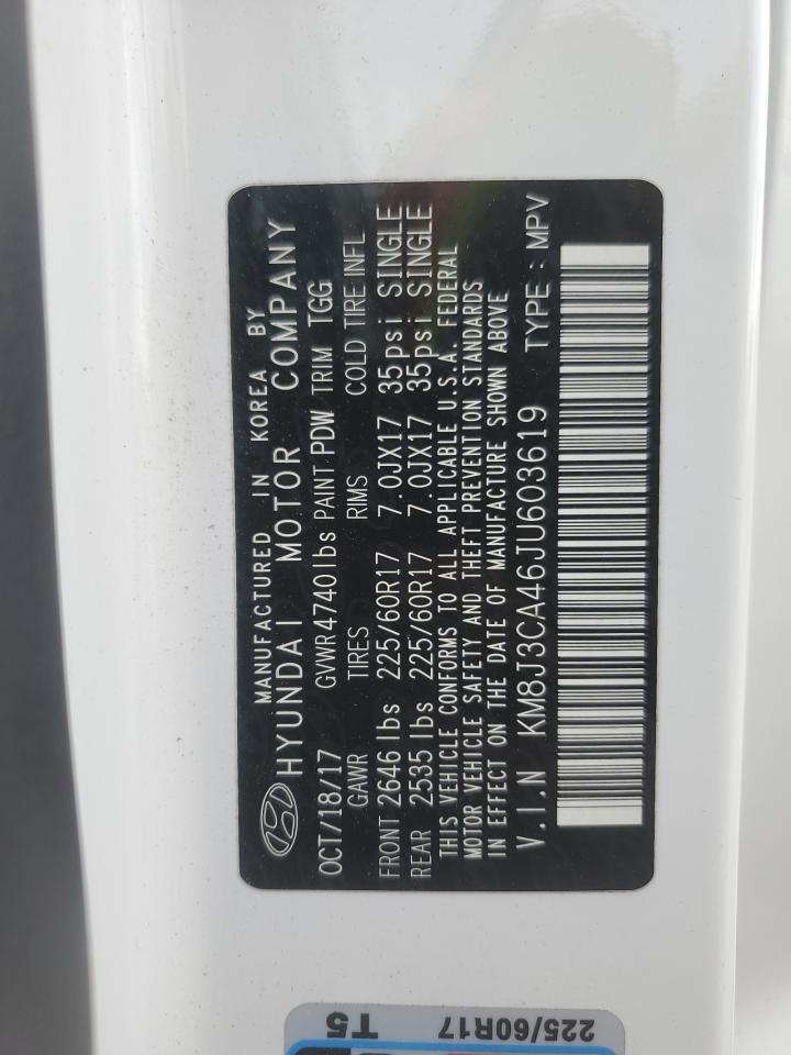 2018 Hyundai Tucson Sel VIN: KM8J3CA46JU603619 Lot: 61013385