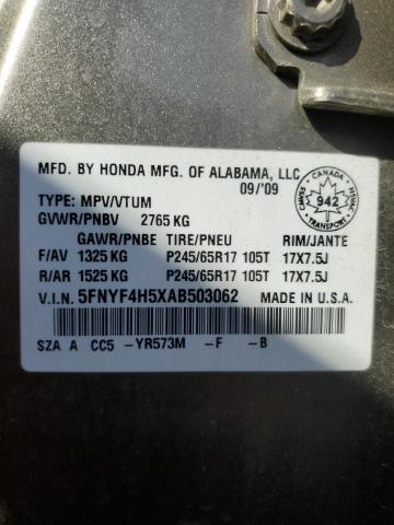 2010 HONDA PILOT EXL  