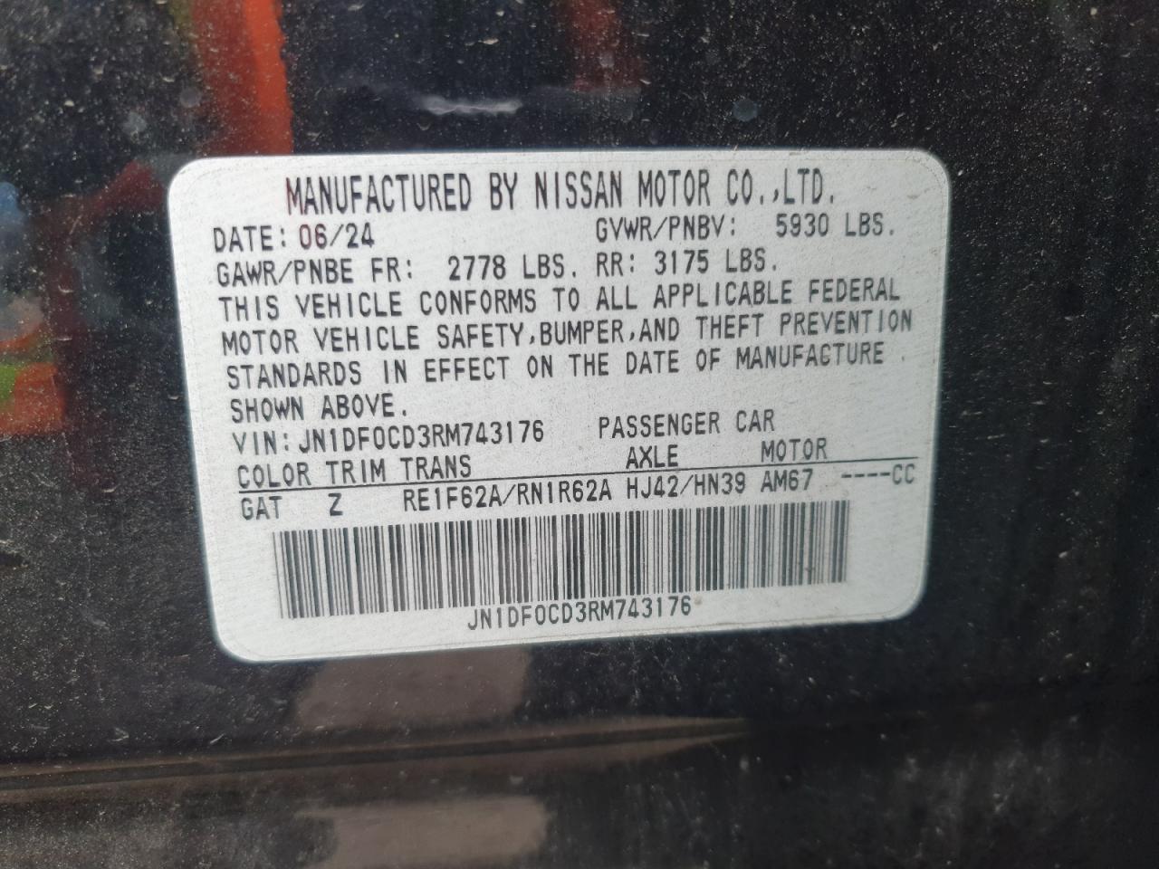 2024 Nissan Ariya Platinum + VIN: JN1DF0CD3RM743176 Lot: 59493025
