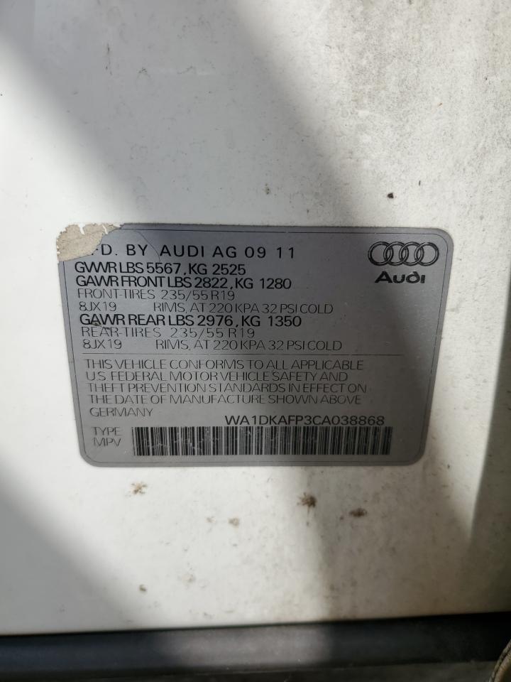 2012 Audi Q5 Premium Plus VIN: WA1DKAFP3CA038868 Lot: 61674245