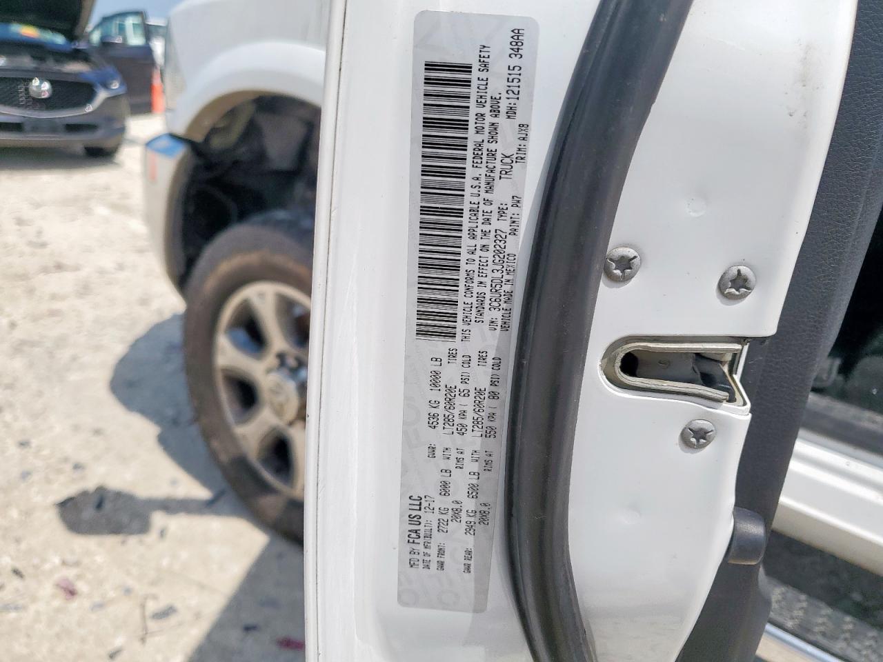 2018 Ram 2500 Slt VIN: 3C6UR5DL3JG202327 Lot: 59423525