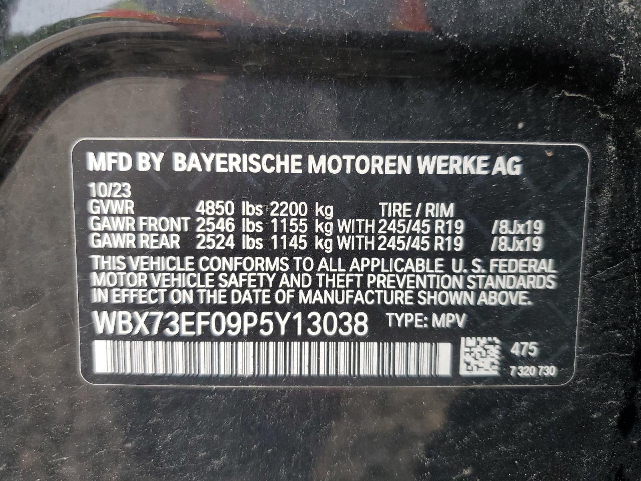 2023 BMW X1 xDrive28I VIN: WBX73EF09P5Y13038 Lot: 62833225