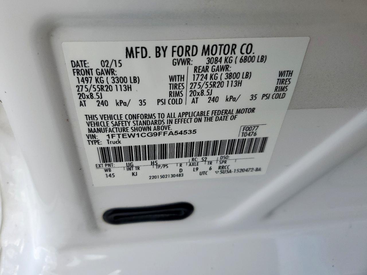 FORD F-150 2015 VIN 1FTEW1CG9FFA54535 фото 12