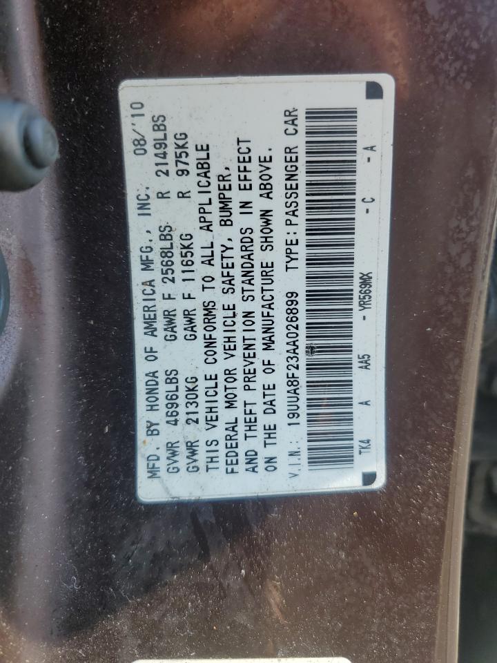 2010 Acura Tl VIN: 19UUA8F23AA026899 Lot: 61086775