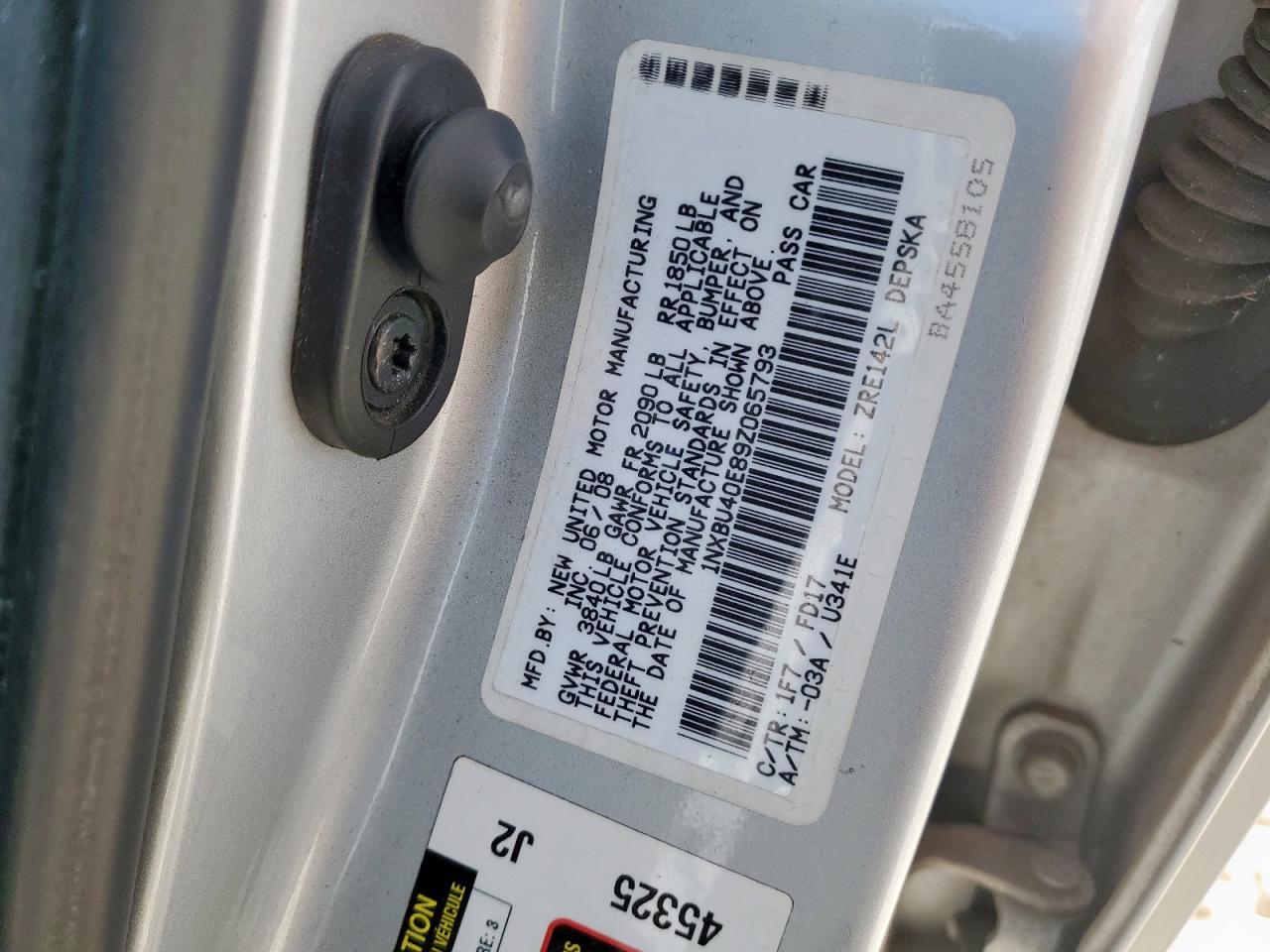 2009 Toyota Corolla Base VIN: 1NXBU40E89Z065793 Lot: 62936545