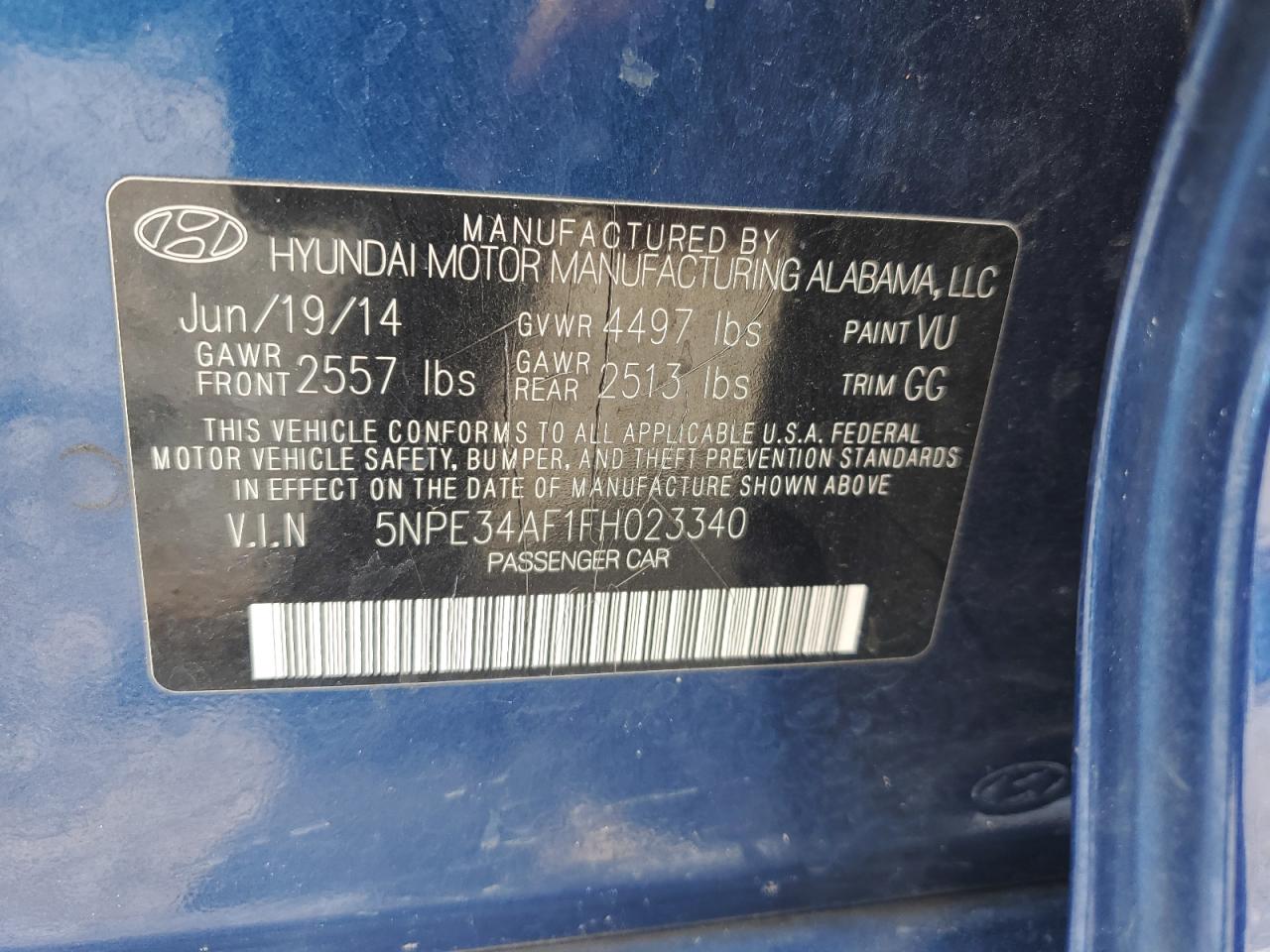 2015 Hyundai Sonata Sport VIN: 5NPE34AF1FH023340 Lot: 62828595